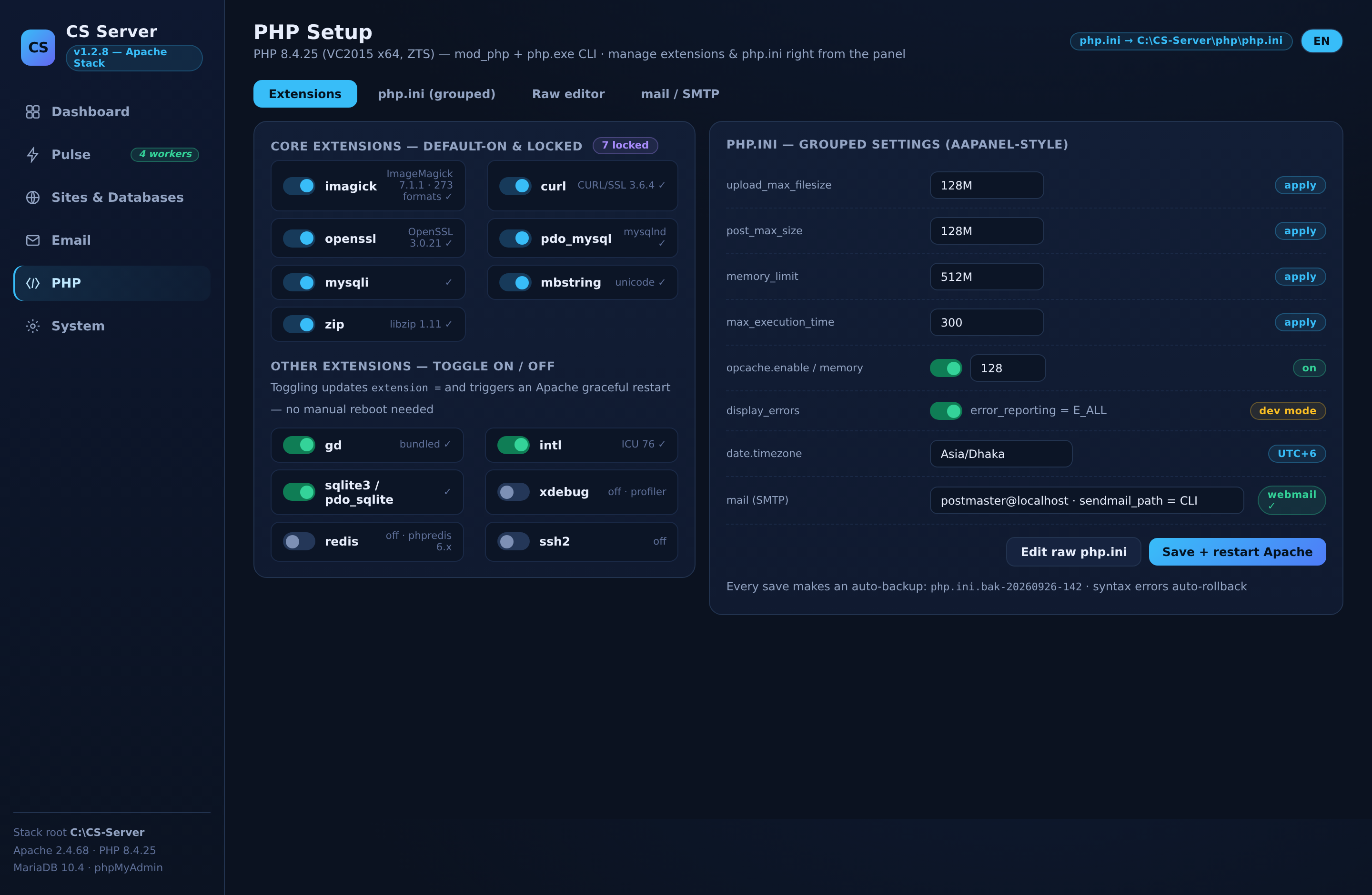 CS Server v1.2.8 — Windows Local Hosting Stack & Control Panel — gallery image 4